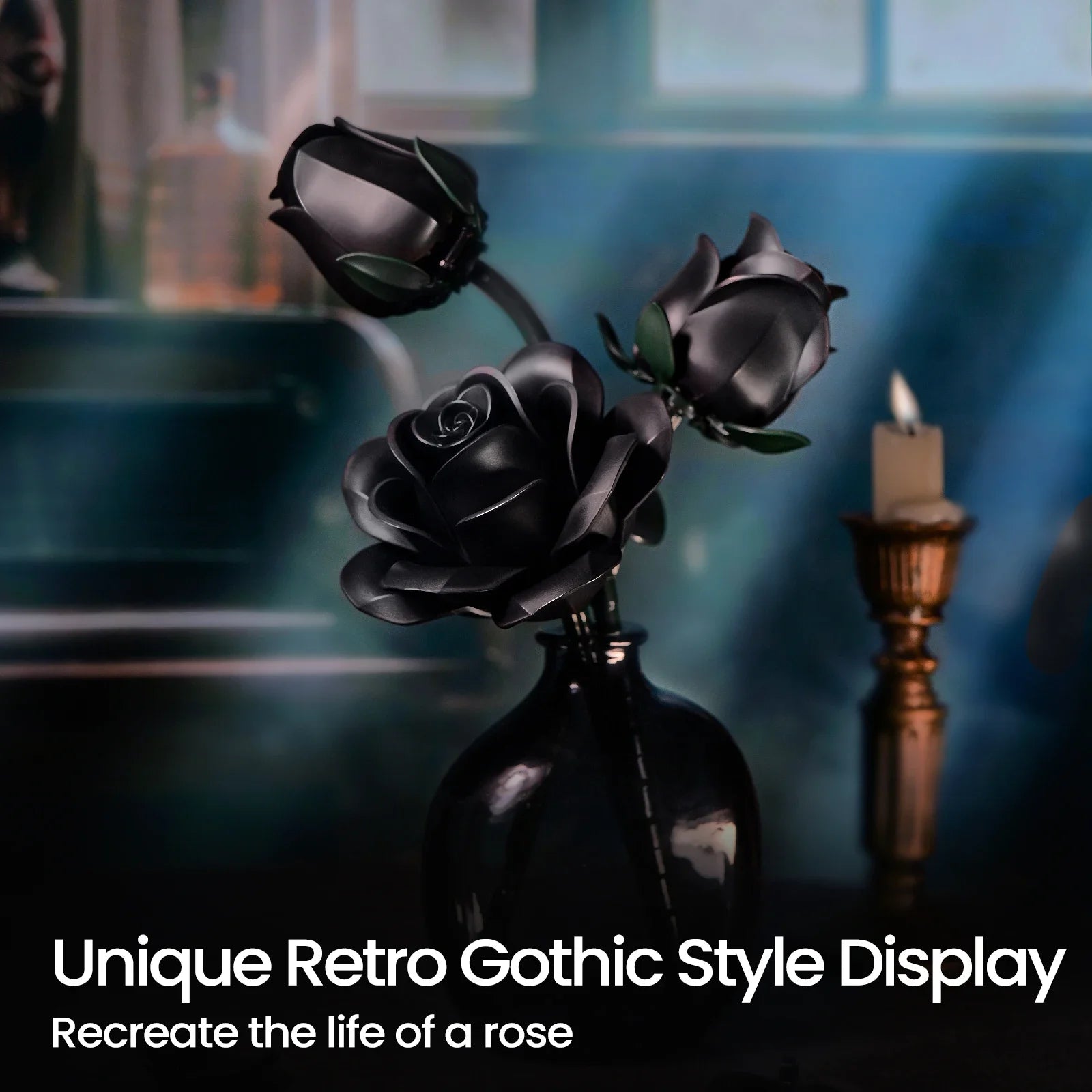Black Roses Bouquet Building Set - Perfect Valentines Day Gift for Her - silverfoxgoods